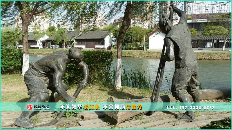 古人物銅雕,勞動(dòng)景觀雕塑,步行街?jǐn)[件